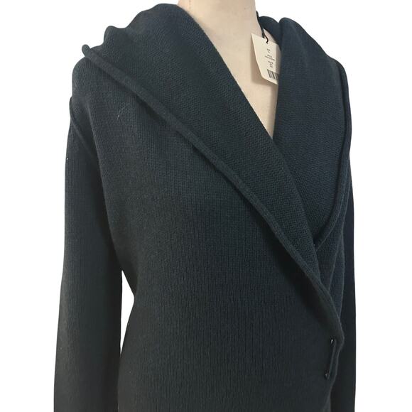 Vince NWT Blue Hooded Yak / Wool  Open Cardigan Sweater Womens Size Small - Picture 3 of 8